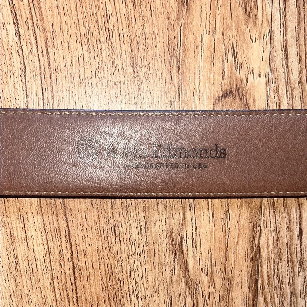 Allen Edmonds Brown Leather Dress Belt with Silver Buckle